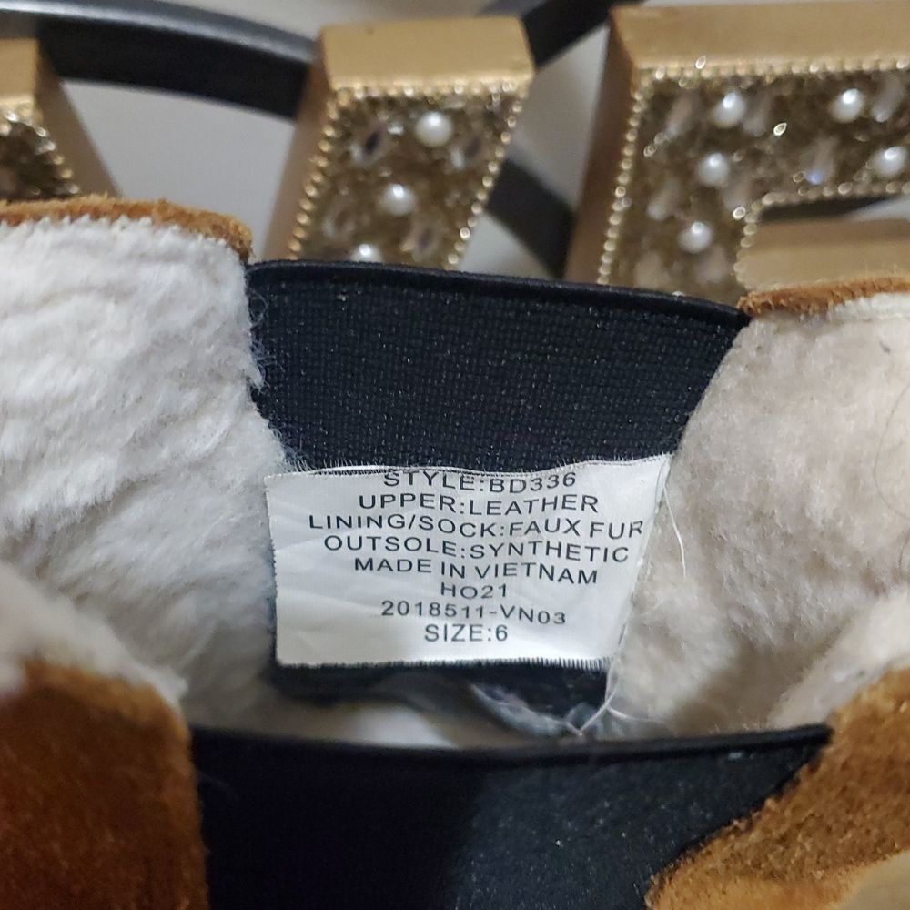 J. Crew Womens Suede Faux-fur Lined Wooden Clog Platform Chelsea Boots Sz 6 Boho - Picture 6 of 11